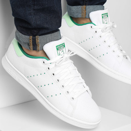 ADIDAS MENS ORIGINALS STAN SMITH TRAINERS - WHITE/GREEN