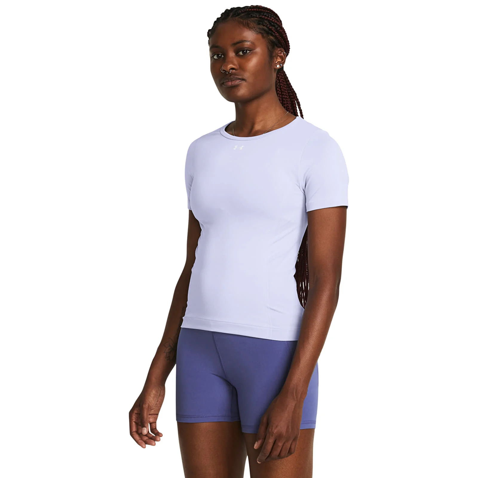UNDER ARMOUR W SEAMLESS TEE - Celeste / White
