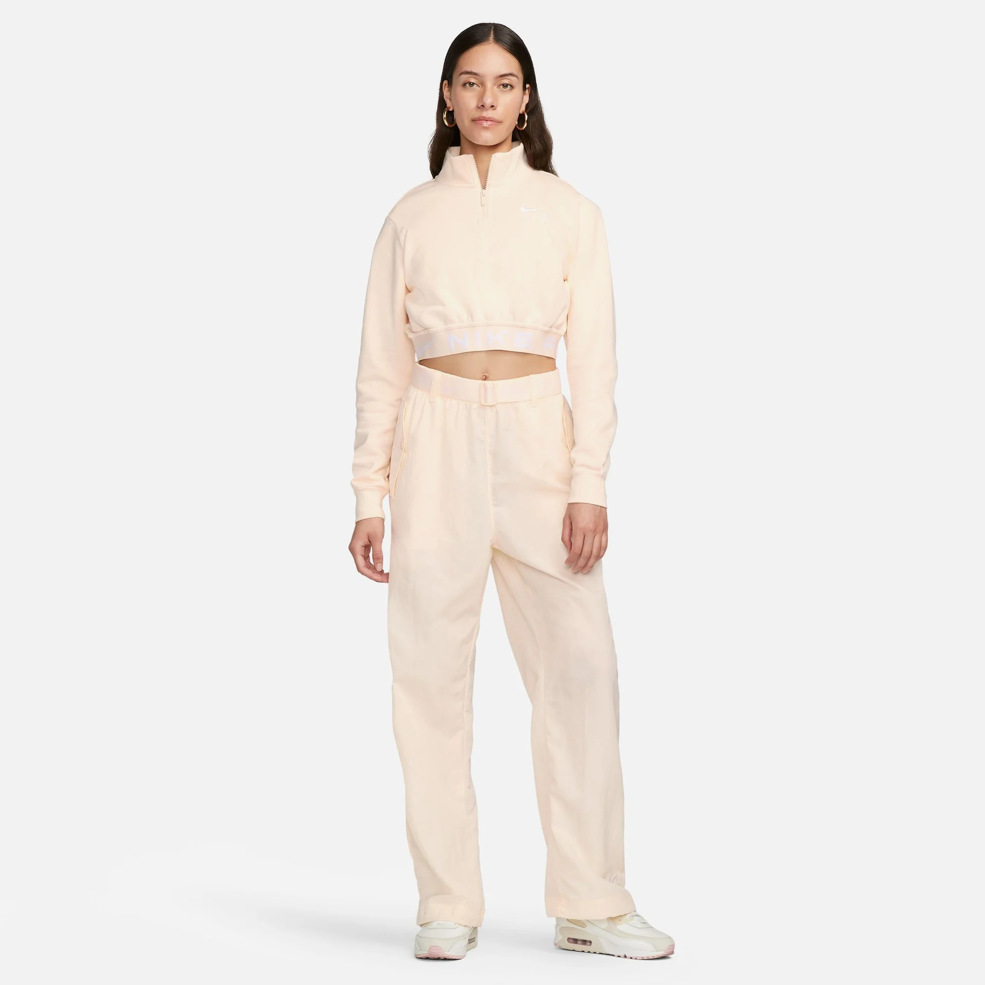 NIKE WOMENS AIR HIGH RISE WOVEN PANT - GUAVA ICE/WHITE
