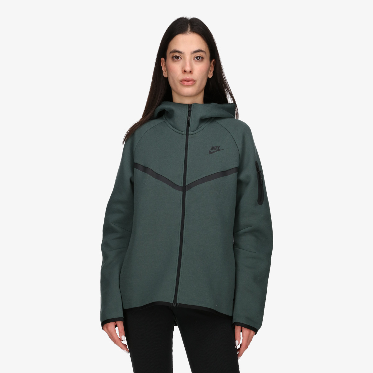 NIKE W NSW TCH FLC WR FZ HDY - VNTGE GREEN/BLK