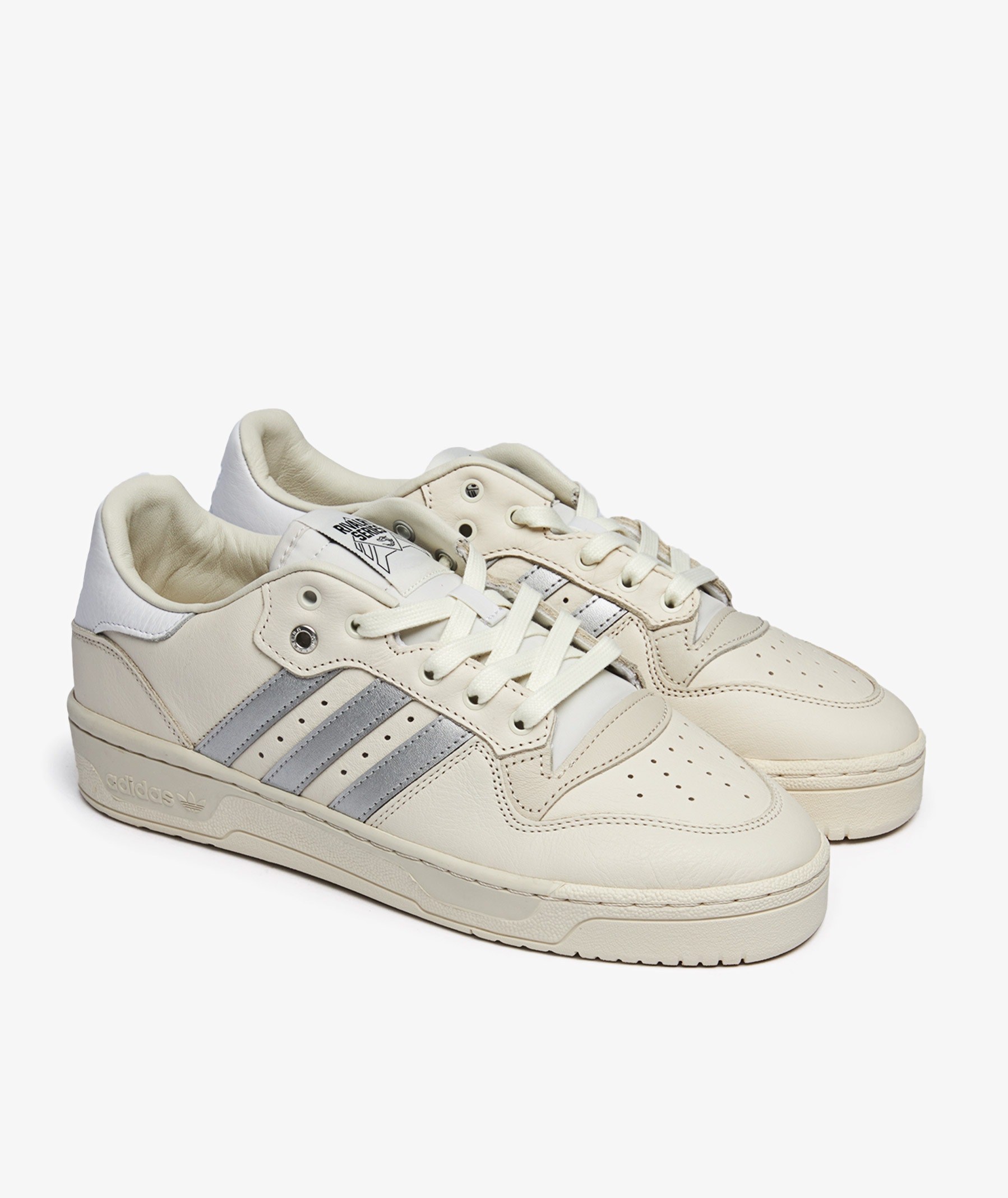 ADIDAS ORIGINALS RIVALRY LOW CONSORTIUM TRAINERS - CLOUD WHITE / SILVER METALLIC / GREY ONE