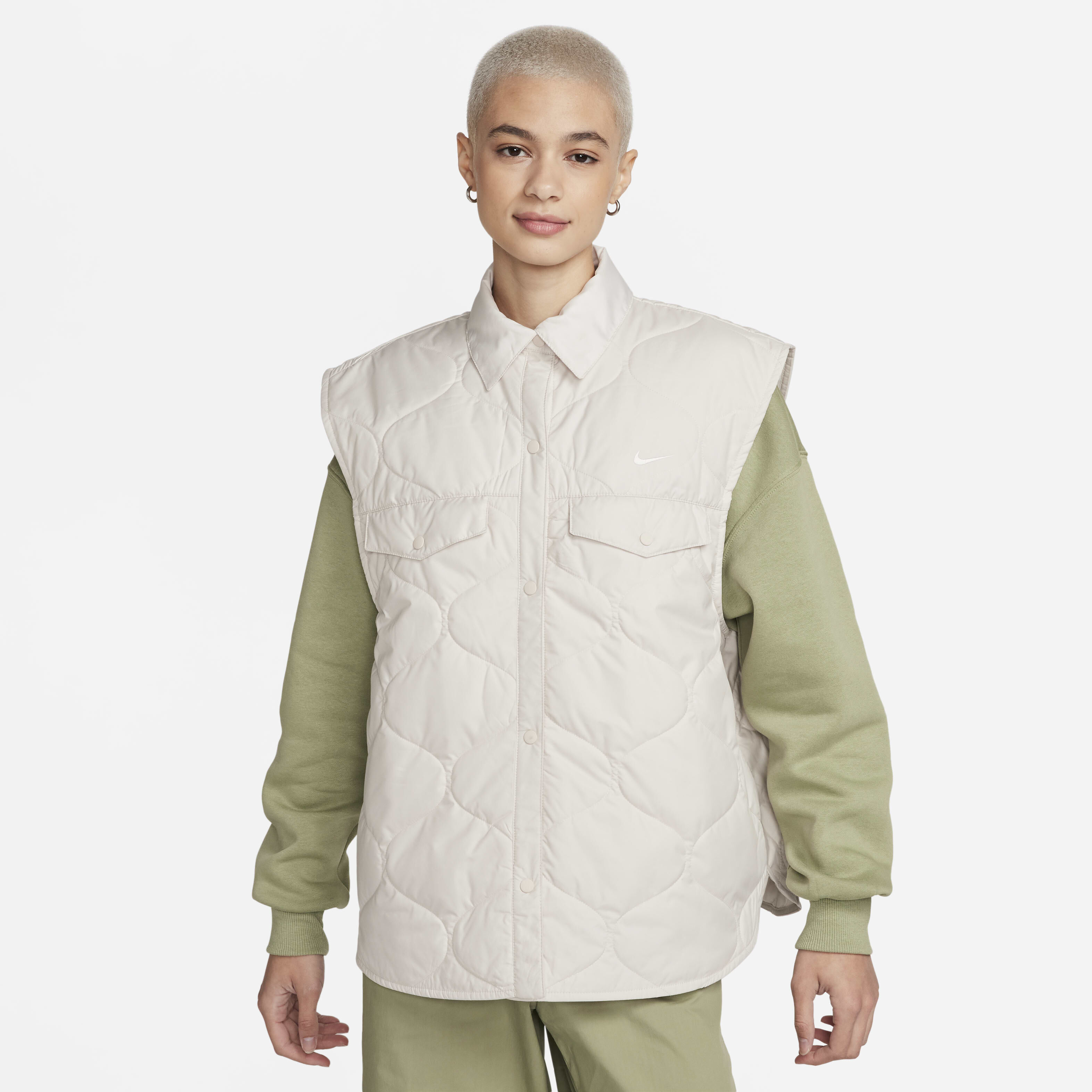 NIKE W TREND WVN QUILT GILET - LT OREWOOD BRN/SAIL