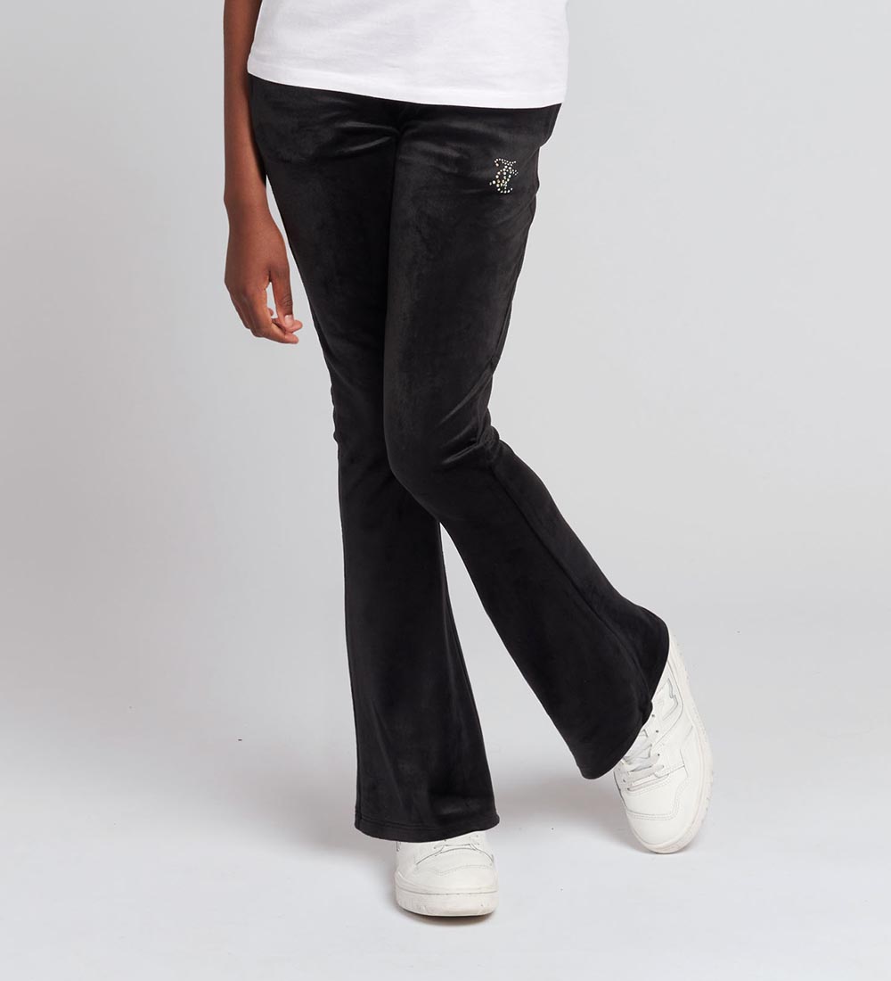 JUICY COUTURE Diamante Velour Bootcut Jogger - Jet Black