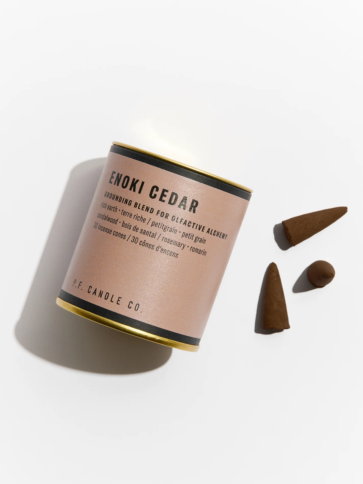 P.F. CANDLE CO ENOKI CEDAR INCENSE CONES - BROWN