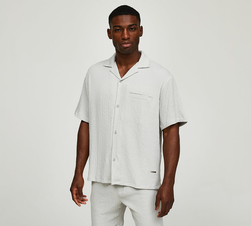 BELIER SEERSUCKER SS SHIRT - GREY