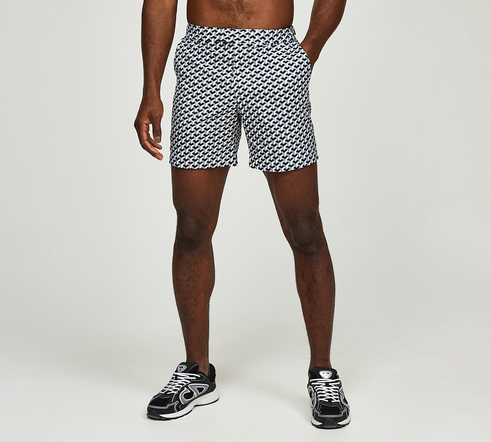 BELIER ILLUSION PRINT SWIM SHORT - GREY MONO