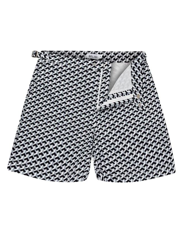 BELIER ILLUSION PRINT SWIM SHORT - GREY MONO