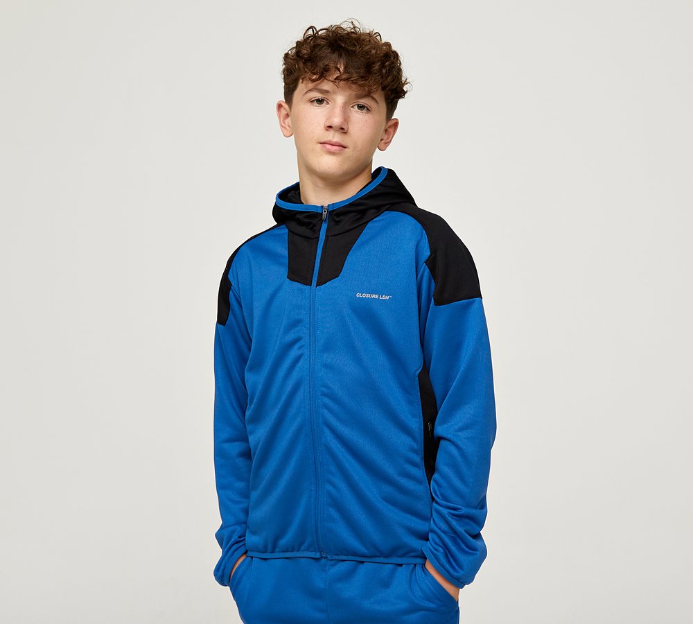 CLOSURE LONDON POLY TRACK JACKET - COURT BLUE/BLACK