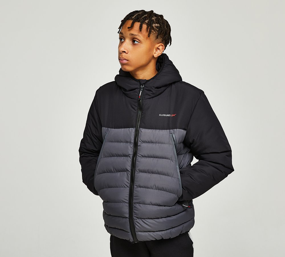 CLOSURE LONDON CONTRAST PUFFER JACKET - BLACK