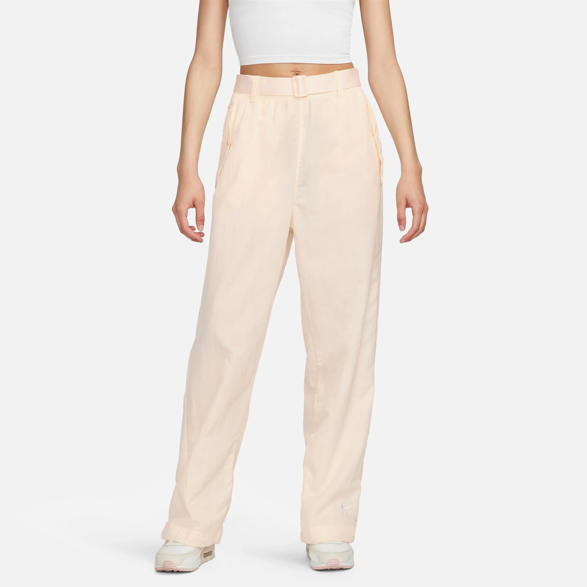 NIKE WOMENS AIR HIGH RISE WOVEN PANT - GUAVA ICE/WHITE
