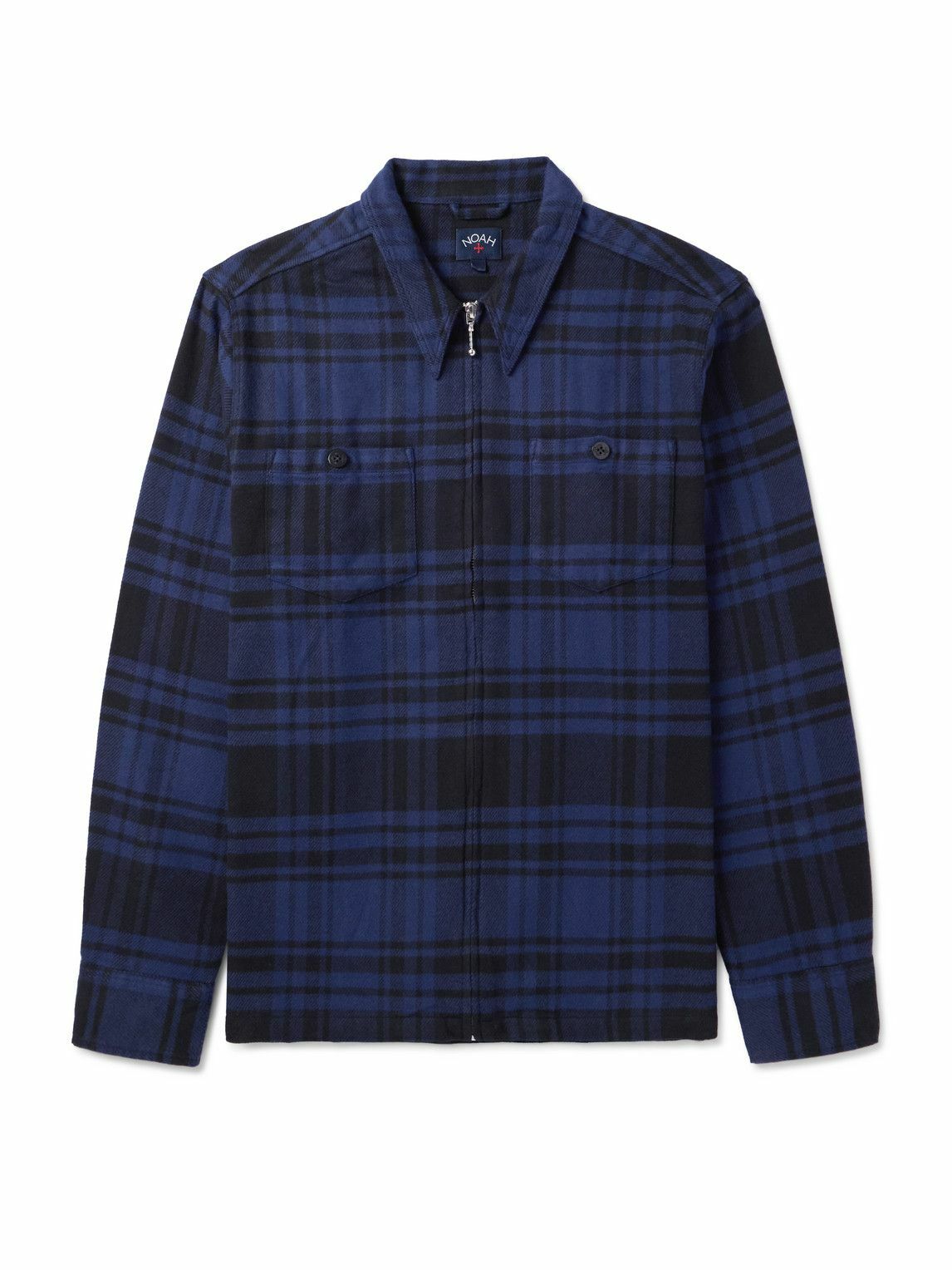 NOAH HEAVYWEIGHT ZIP-UP FLANNEL - BLACK/BLUE