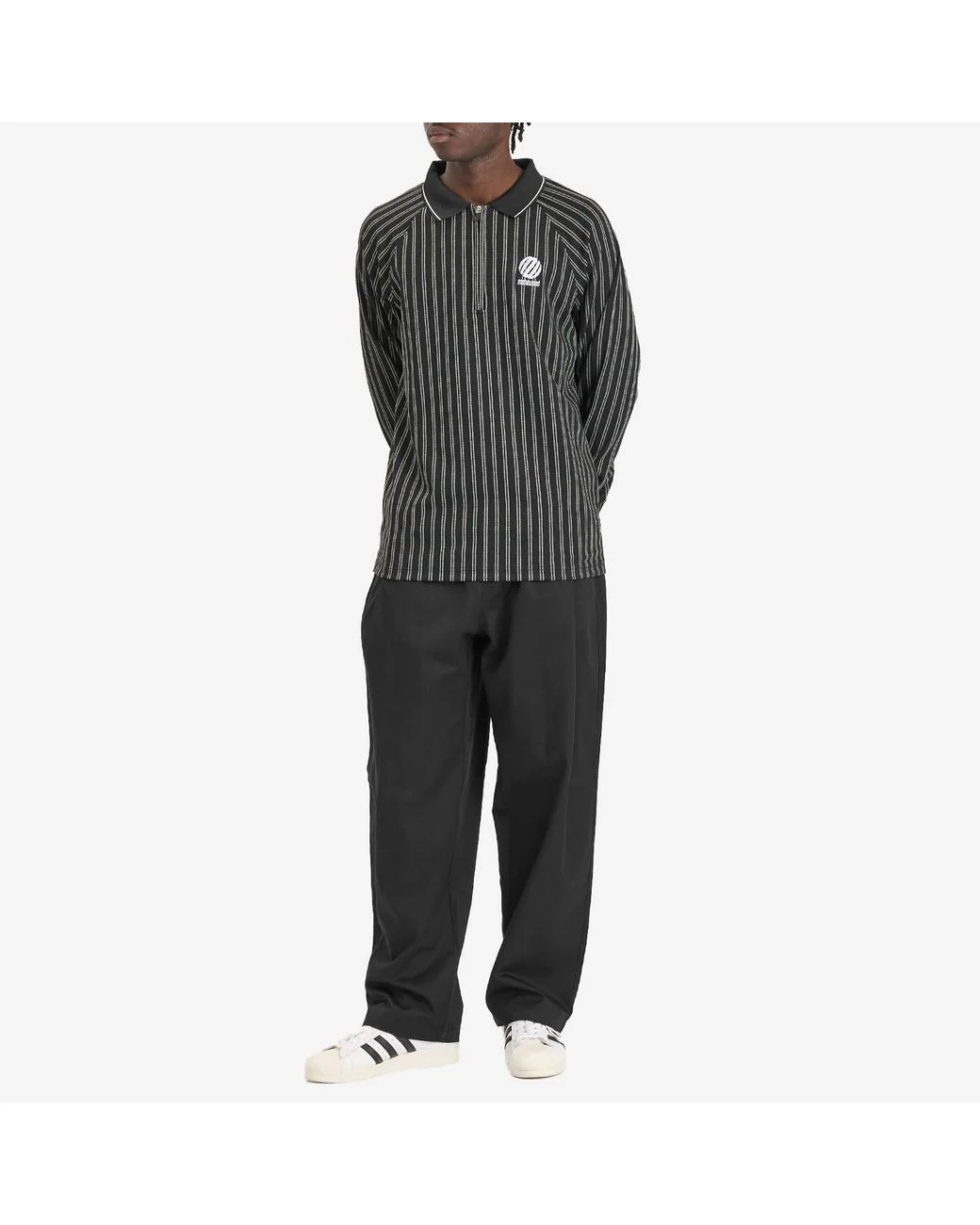 METALWOOD RIBBED LS POLO - BLACK