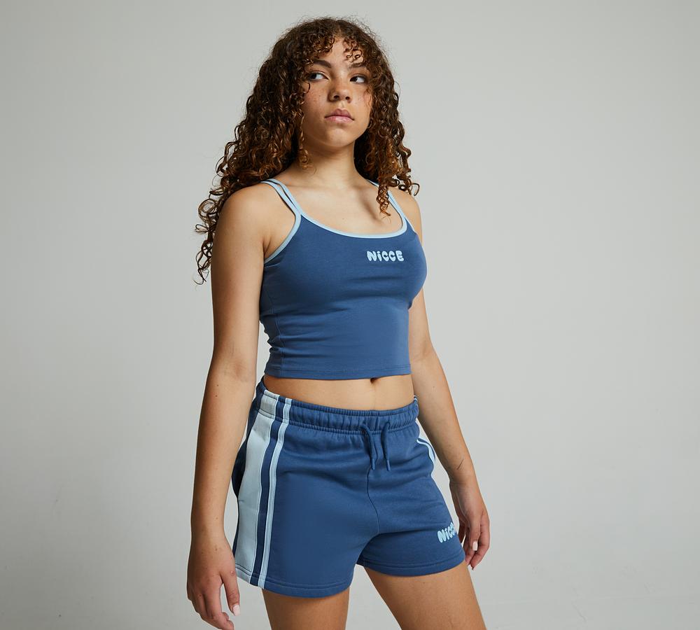 NICCE SAPPHIRE CROPPED DOUBLE STRAP VEST - BLUE / BLUE
