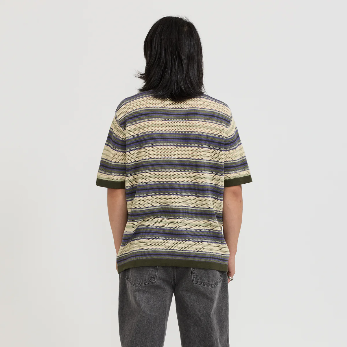 THISISNEVERTHAT STRIPE S/S KNIT POLO - IVORY